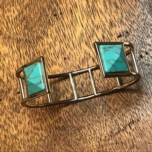 Vera Bradley Casual Glam Turquoise Cuff Gold Tone